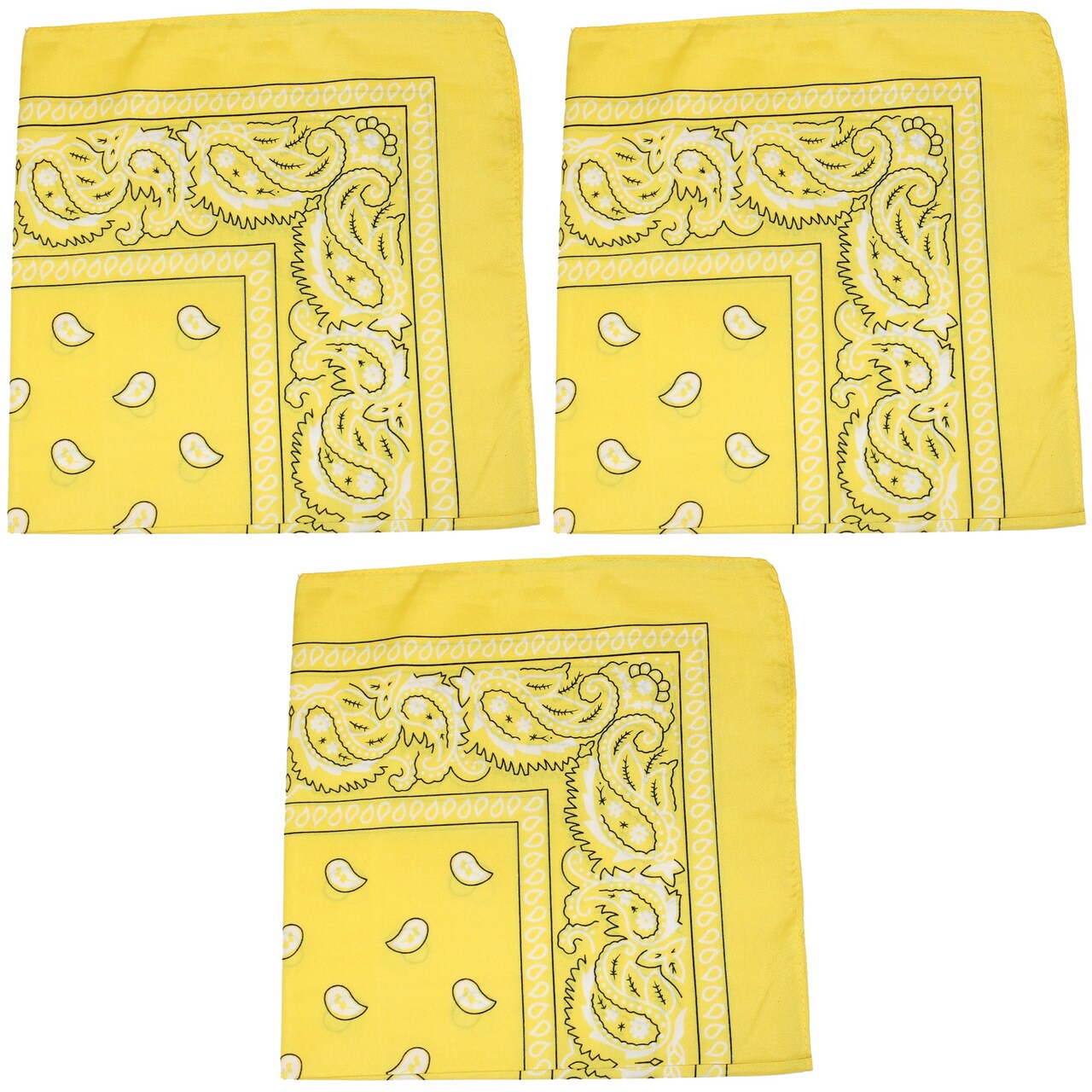 3 Pack Paisley Cotton Bandanas Classic Western Style Headwear
